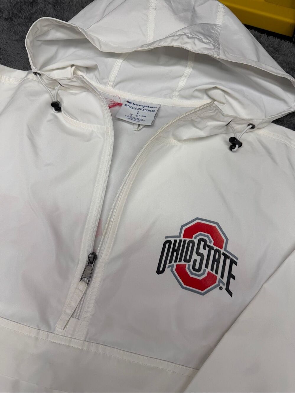 Champion Ohio State Buckeyes Packable Windbreaker 1/4 Zip Jacket in excellent sh